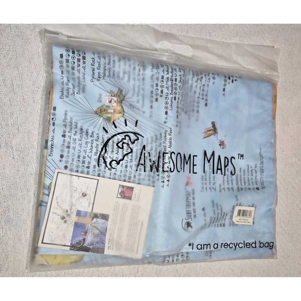 ​Awesome Maps USA West Coast & Hawaii Surftrip Map Towel NEW